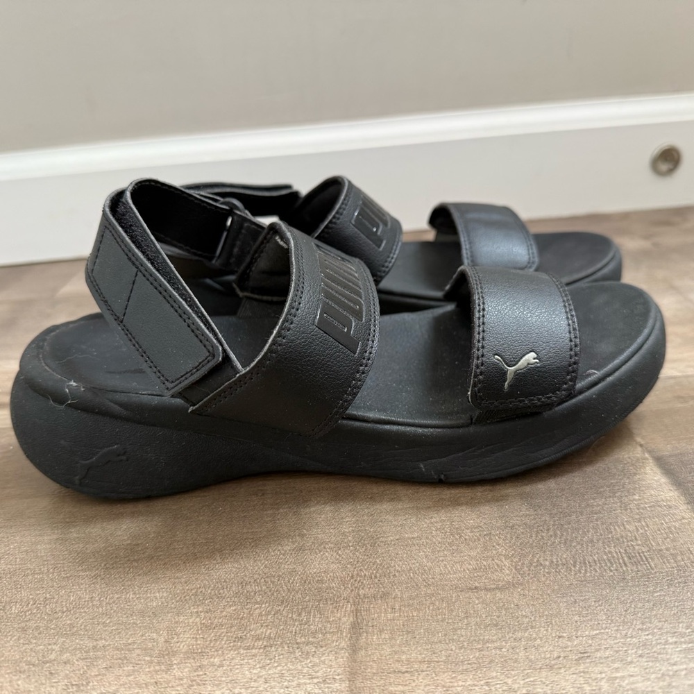 Puma Lily Slingback Sandal Women 7 Black Ankle Strap Comfort Adjustable Sporty - Picture 4 of 10
